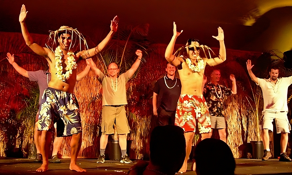 Enjoying Hula show in Kauai