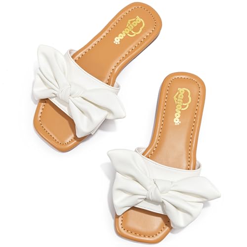 Parrosoo Girls White Bow Sandals Size 3