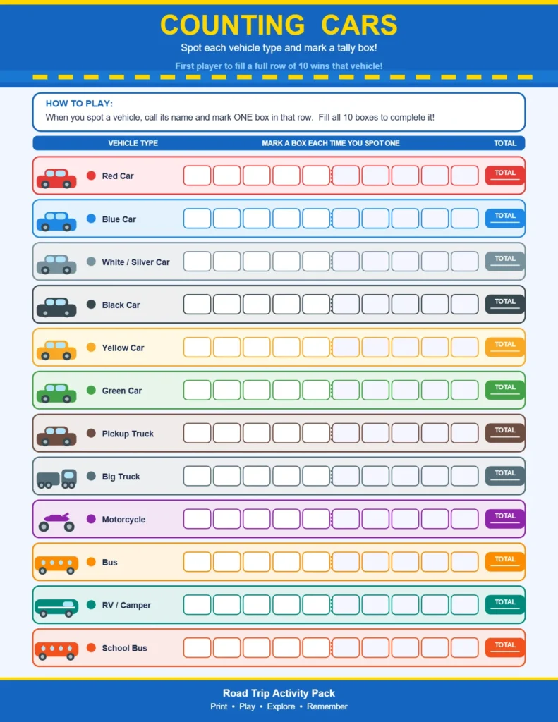 Printable Vehicle Spotting Game for Little Observers