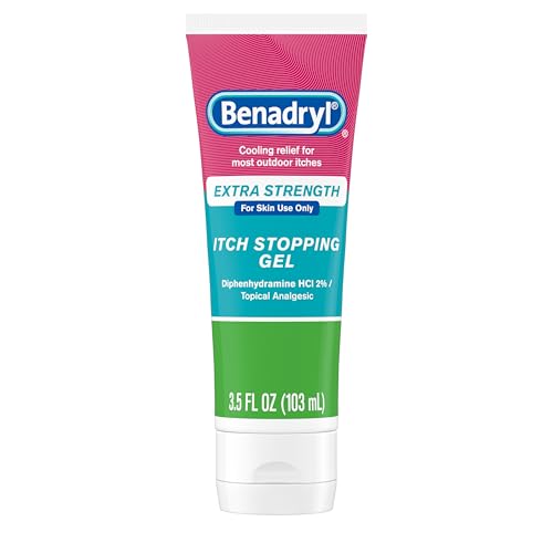 Benadryl Extra Strength Anti Itch Relief Gel, 2% Diphenhydramine HCl, Relief from Insect Bites, Sunburn & More, Great for Camping Essentials, 3.5 fl oz
