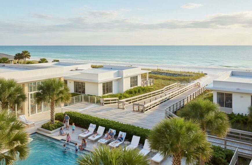 A luxury Florida family beach resort with a pool and direct beach access.