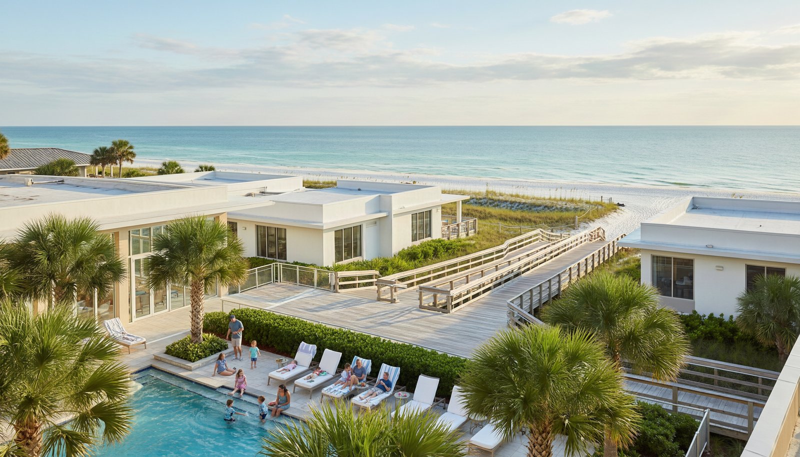A luxury Florida family beach resort with a pool and direct beach access.