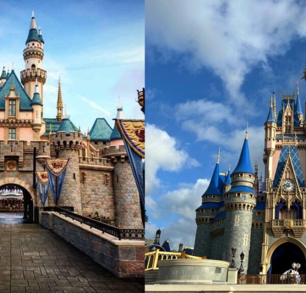 A visual comparison between the distinct scales of Disneyland and Walt Disney World.