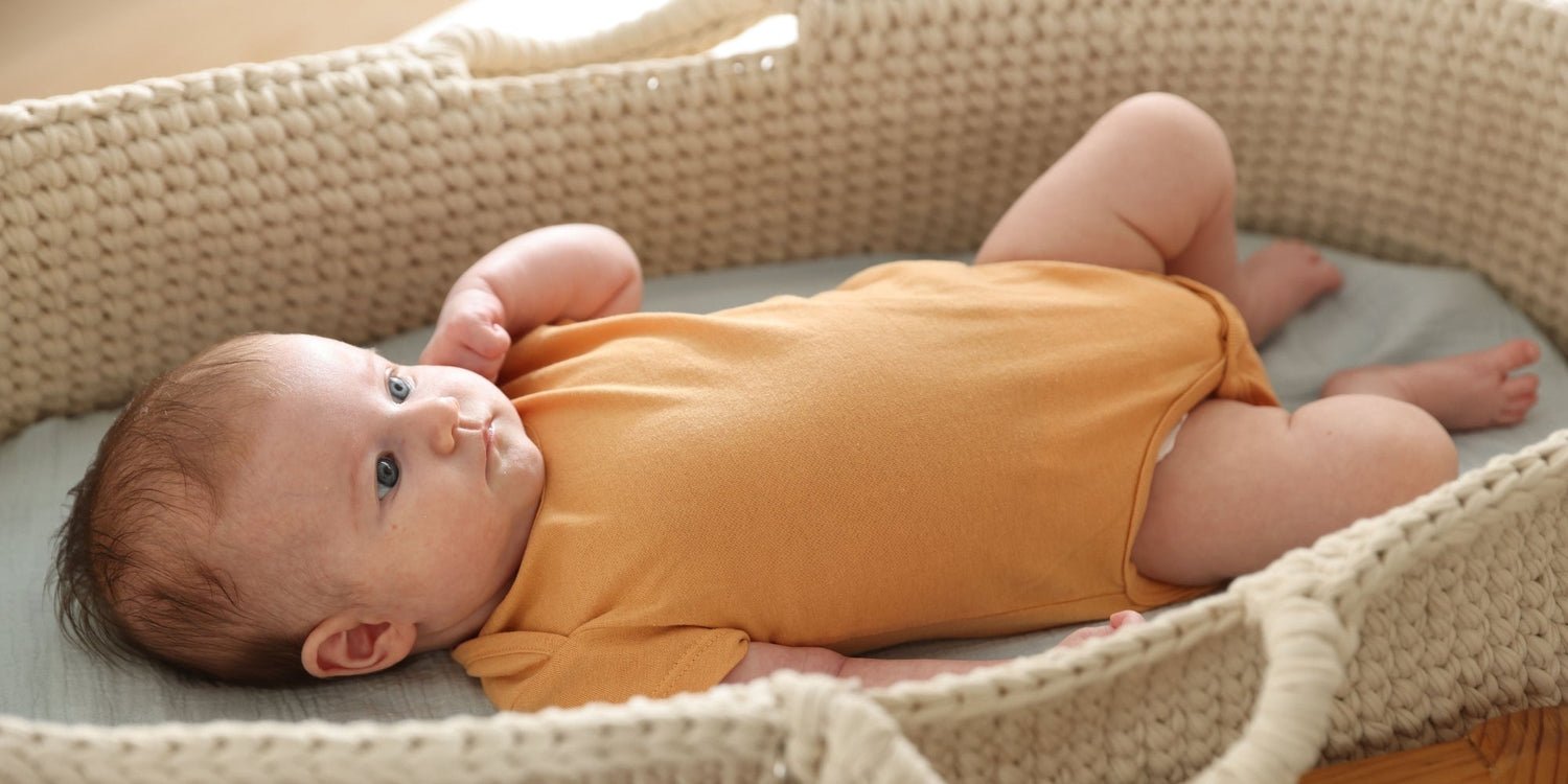 A portable baby sleeping setup in a hotel room for traveling parents.