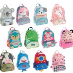 A variety of cute animal-themed toddler backpacks displayed in a bright, modern nursery.