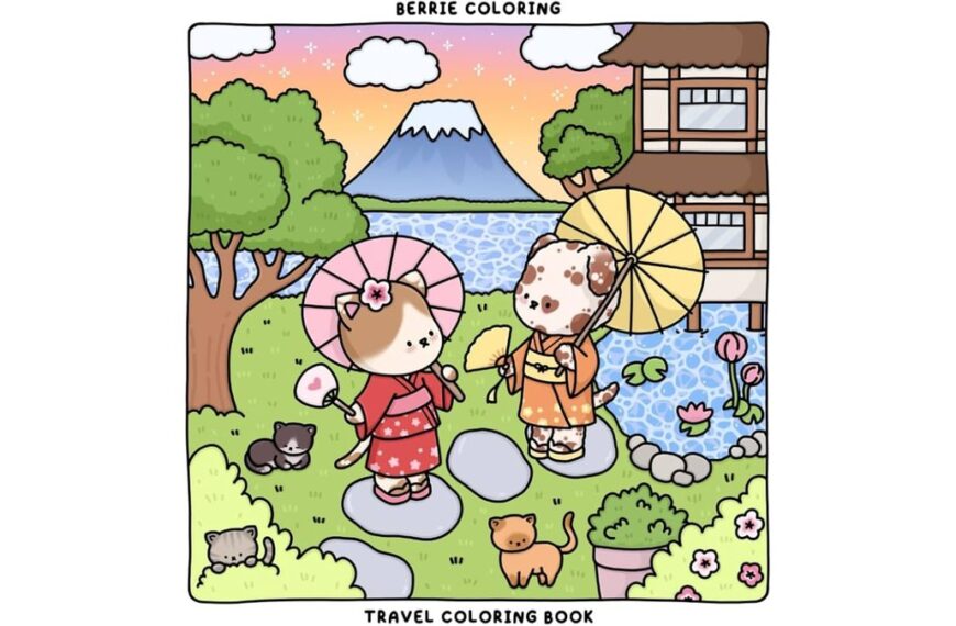 Child colouring a travel colouring book for kids with bright pencils
