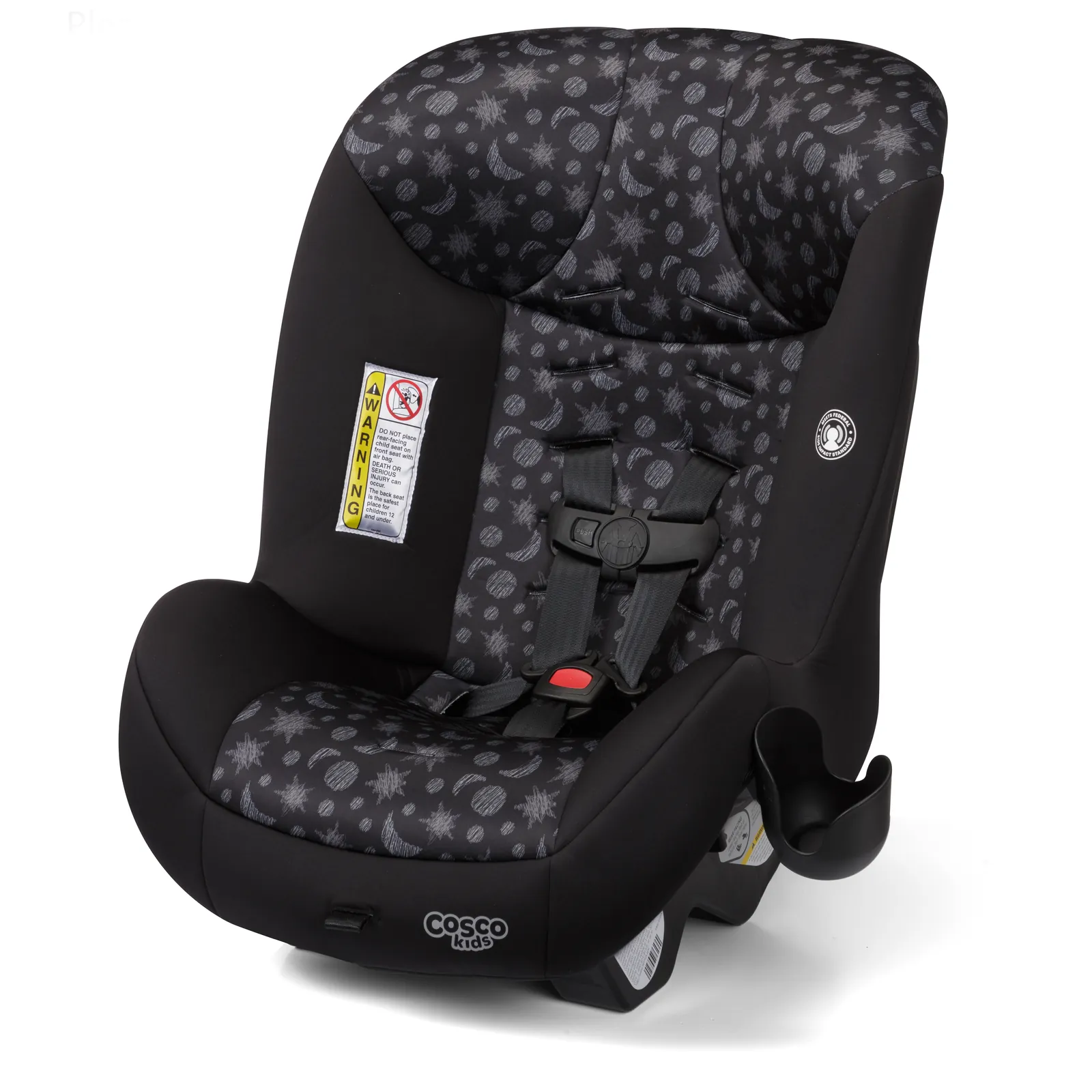 Cosco Scenera Next seat, airplane seat belt and manual laid out